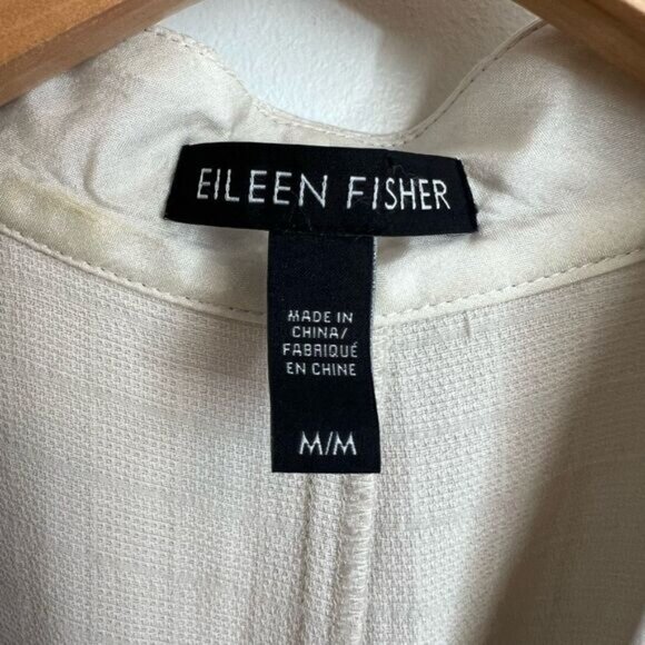 Eileen Fisher Womens Medium Silk Blend Organic Cotton Open Front Cardigan Jacket - Picture 12 of 13